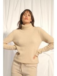 Just Cashmere Kaszmirowy golf "June" w kolorze beżowym rozmiar: L. Brązowe swetry Just Cashmere, l, bez wzorów, z kaszmiru, bez ramiączek. Za 478.62 zł.