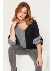 Joséfine Sweter "Josef" w kolorze szaro-czarnym rozmiar: M. Czarne swetry Joséfine, m, bez wzorów, z wełny, bez ramiączek. Za 153.71 zł.