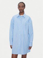 Tommy Jeans Sukienka koszulowa DW0DW21122 Niebieski Relaxed Fit. Niebieskie sukienki Tommy Jeans, l, bez wzorów, z bawełny, bez kołnierzyka, bez ramiączek, koszulowe. Za 469.99 zł.