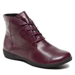 Botki Josef Seibel. Czerwone botki Josef Seibel, bez wzorów, bez obcasa, na płaskiej podeszwie, bez zapięcia. Za 449.99 zł.