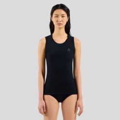 Koszulka bez rękawów damska ODLO Merino 160 BL Top Crew Neck Singlet. Czarne bielizna termoaktywna damska ODLO, bez wzorów, bez ramiączek. Za 279.99 zł.