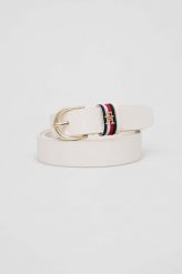 Tommy Hilfiger pasek skórzany damski kolor biały. Białe paski Tommy Hilfiger, bez wzorów. Za 249.99 zł.