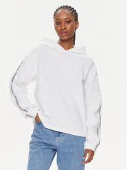 Calvin Klein Jeans Bluza Logo Elastic Hoodie J20J223078 Biały Regular Fit. Białe bluzy Calvin Klein Jeans, xs, bez wzorów, z bawełny, bez ramiączek, bez kaptura. Za 269.99 zł.