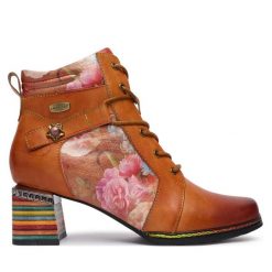 Botki Laura Vita. Brązowe botki LAURA VITA, bez wzorów, bez obcasa, na słupku, bez zapięcia. Za 649.99 zł.