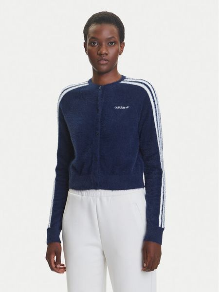 Adidas Kardigan Fluffy JW3644 Granatowy Regular Fit. Niebieskie swetry adidas, m, bez wzorów, z syntetyku, bez ramiączek. Za 329.99 zł.
