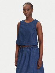 Pieces Top Tenim 17157936 Granatowy Regular Fit. Niebieskie topy Pieces, xs, bez wzorów, z bawełny, bez kołnierzyka, bez ramiączek. Za 129.99 zł.