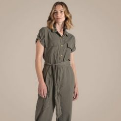 Damski jumpsuit Craghoppers NosiLife Hauku. Zielone kombinezony Craghoppers, na lato, s, bez wzorów, z materiału, eleganckie, bez kołnierzyka, bez ramiączek. Za 521.40 zł.