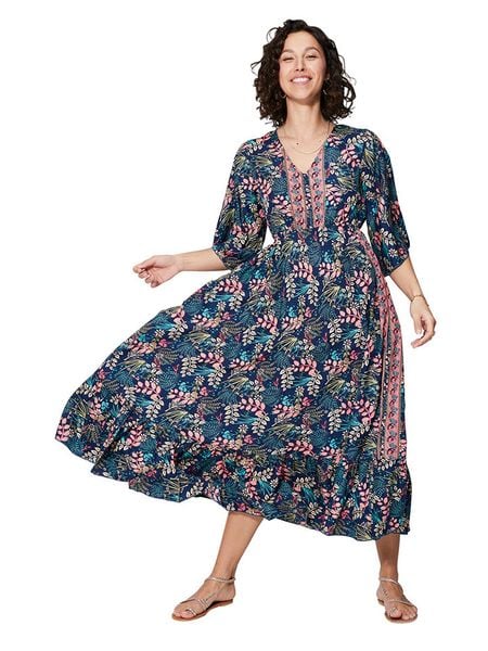 Ipanima Sukienka w kolorze granatowo-jasnoróżowym rozmiar: 38/40. Niebieskie sukienki Ipanima, bez wzorów, klasyczne, bez kołnierzyka, bez ramiączek, maxi, rozkloszowane. Za 105.38 zł.