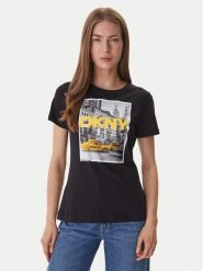 DKNY T-Shirt DJ6T1749 Czarny Regular Fit. Czarne t-shirty DKNY, xl, bez wzorów, z bawełny, bez kołnierzyka, bez ramiączek. Za 219.99 zł.