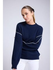 Maison Héritage Cashmere Kaszmirowy sweter w kolorze granatowym rozmiar: L/XL. Niebieskie swetry Maison Héritage Cashmere, l, bez wzorów, z kaszmiru, bez ramiączek. Za 655.78 zł.