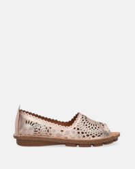 AŻUROWE BALERINY W KOLORZE ZŁOTYM P29841021 BRONZE. Brązowe baleriny Venezia, w ażurowe wzory, ze skóry, bez obcasa, bez zapięcia. Za 329.00 zł.