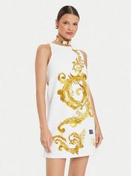 Versace Jeans Couture Sukienka codzienna 76HAO99P Biały Regular Fit. Białe sukienki Versace Jeans Couture, na co dzień, bez wzorów, z bawełny, bez kołnierzyka, bez ramiączek, proste. Za 1,829.00 zł.