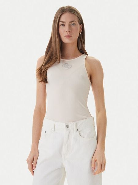 Guess Top W6RP39 KD092 Beżowy Regular Fit. Brązowe topy Guess, xxl, z aplikacjami, z syntetyku, bez kołnierzyka, bez ramiączek. Za 110.99 zł.