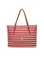 Beverly Hills Polo Club Torebka BHPC-C-014-07 Czerwony. Czerwone shopper bag Beverly Hills Polo Club, bez wzorów, z materiału, bez dodatków. Za 229.99 zł.