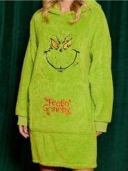 Bluza Snuddie Grinch - zielony. Zielone bluzy Sinsay, l, bez wzorów, bez ramiączek, z kapturem. Za 79.99 zł.