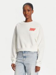 Tommy Jeans Bluza DW0DW21345 Biały Relaxed Fit. Białe bluzy Tommy Jeans, xxs, bez wzorów, z bawełny, bez kaptura. Za 229.99 zł.