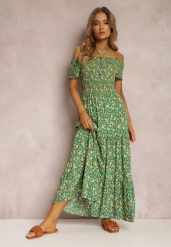 Zielona Sukienka z Wiskozy Tariya. Zielone sukienki Renee, m, z aplikacjami, z wiskozy, boho, bez kołnierzyka, bez ramiączek, maxi. W wyprzedaży za 55.99 zł.