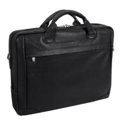 Torba skórzana unisex McKlein Montclare aktówka na laptopa 13 mała czarna. Czarne aktówki bez wzorów, z materiału. Za 572.00 zł.