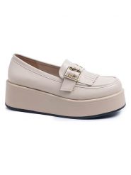 C'M Mokasyny w kolorze kremowym na koturnie rozmiar: 38. Brązowe mokasyny C'M, bez wzorów. Za 117.17 zł.