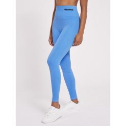 Damskie wysokie legginsy Hummel TIF. Niebieskie legginsy Hummel, bez wzorów, z dzianiny, sportowe. Za 125.50 zł.