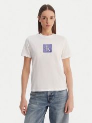 Calvin Klein Jeans T-Shirt LV047F819G Biały Classic Fit. Białe t-shirty Calvin Klein Jeans, s, bez wzorów, z bawełny, bez kołnierzyka, bez ramiączek. Za 129.99 zł.
