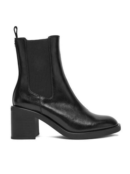 HUGO Botki Nalie 50552697 Czarny. Czarne botki Hugo, bez wzorów, ze skóry, bez obcasa, na płaskiej podeszwie, bez zapięcia. Za 639.99 zł.