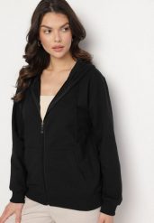 Czarna Bawełniana Bluza Rozpinana z Kapturem i Sznurkiem Teloriela. Czarne bluzy Born2be, l, z aplikacjami, z bawełny, klasyczne, bez ramiączek, z kapturem. W wyprzedaży za 55.24 zł.