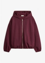 Bluza rozpinana z kapturem i balonowym dołem. Czerwone bluzy bonprix, bez wzorów, bez ramiączek, z kapturem. Za 189.99 zł.