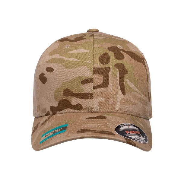 Czapka Z Daszkiem Multicam. Brązowe czapki z daszkiem FLEXFIT, bez wzorów. Za 87.99 zł.