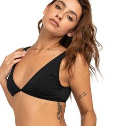 Góra stroju kąpielowego Billabong Sol Searcher Ava Tank. Czarne bikini Billabong, bez wzorów. Za 99.99 zł.