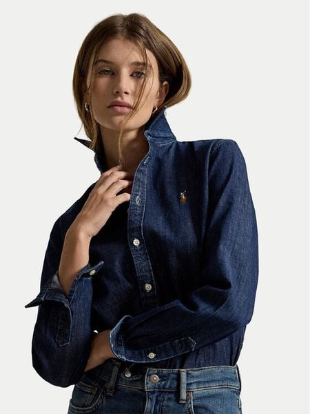 Polo Ralph Lauren Koszula 211B17137001 Granatowy Regular Fit. Niebieskie koszule Polo Ralph Lauren, bez wzorów, z bawełny, bez kołnierzyka, bez ramiączek. Za 859.99 zł.