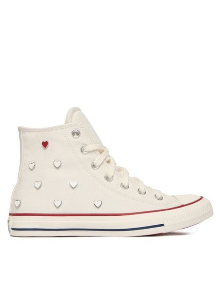 Converse Trampki Chuck Taylor All Star Hearts A19055C Biały. Białe trampki Converse, bez wzorów, z materiału, retro, bez zapięcia. Za 293.99 zł.