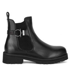 Botki U.S. Polo Assn. Czarne botki U.S. Polo Assn., bez wzorów, bez obcasa, na płaskiej podeszwie, bez zapięcia. Za 303.99 zł.