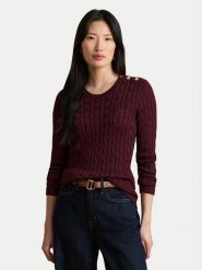 LAUREN RALPH LAUREN Sweter 200P14039503 Bordowy Regular Fit. Czerwone swetry Lauren Ralph Lauren, xxl, bez wzorów, z bawełny, bez ramiączek. Za 859.99 zł.