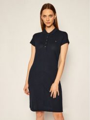 Tommy Hilfiger Sukienka codzienna Heritage WW0WW24973 Granatowy Slim Fit. Niebieskie sukienki Tommy Hilfiger, na co dzień, xs, bez wzorów, z bawełny, bez kołnierzyka, bez ramiączek, proste. Za 299.99 zł.