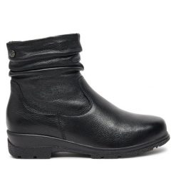 Botki Caprice. Czarne botki Caprice, bez wzorów, bez obcasa, na płaskiej podeszwie, bez zapięcia. Za 339.99 zł.
