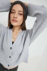 Abercrombie & Fitch sweter z domieszką wełny damski kolor szary lekki. Szare swetry Abercrombie & Fitch, l, bez wzorów, z wełny, bez ramiączek. W wyprzedaży za 259.99 zł.
