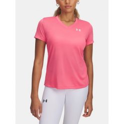 Koszulka Damska Sportowa Under Armour Tech Ssv. Czerwone t-shirty sportowe Under Armour, bez wzorów, bez ramiączek, na fitness i siłownię. W wyprzedaży za 81.75 zł.