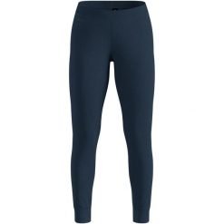 Legginsy termoaktywne damskie ODLO BL BOTTOM long MERINO 200. Niebieskie legginsy ODLO, bez wzorów, ze skóry, sportowe. Za 459.99 zł.