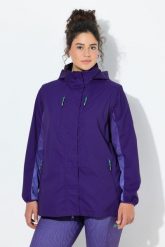 Damskie Kurtka funkcjonalna 2 w 1 wodoodporna odpinane rękawy. Fioletowe kurtki Ulla Popken, plus size, bez wzorów, z materiału, z kapturem. Za 639.99 zł.