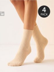 Skarpetki z bawełną 4 pack - różowy. Czerwone skarpetki Sinsay, bez wzorów, z bawełny. Za 15.99 zł.