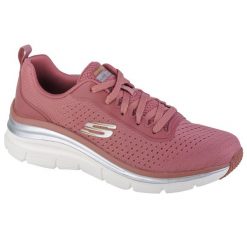 Buty sportowe Sneakersy damskie, Skechers Fashion Fit - Make Moves. Czerwone buty treningowe Skechers, bez wzorów, z materiału, przed kostkę, bez zapięcia, trekkingowe. Za 249.99 zł.