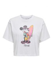 ONLY T-Shirt Mickey Minnie 15348126 Biały Regular Fit. Białe t-shirty ONLY, l, bez wzorów, z bawełny, bez kołnierzyka, bez ramiączek. Za 79.99 zł.