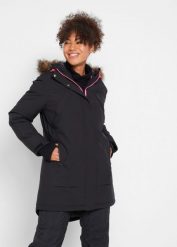Kurtka parka funkcjonalna, nieprzemakalna. Czarne kurtki bonprix, s, bez wzorów, z polaru, z kapturem. Za 399.99 zł.