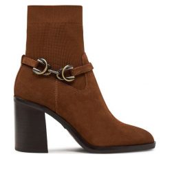 Botki Aldo. Brązowe botki Aldo, bez wzorów, bez obcasa, na słupku, bez zapięcia. Za 419.99 zł.