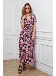 Joséfine Sukienka "Kendra" w kolorze czarno-jasnoróżowym rozmiar: L. Czarne sukienki Joséfine, l, bez wzorów, z tkaniny, bez kołnierzyka, bez ramiączek, maxi. Za 108.99 zł.