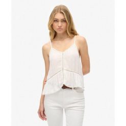 Top cami z wykończeniem w koronkę. Białe bielizna termoaktywna damska Superdry, bez wzorów, z koronki, bez ramiączek. W wyprzedaży za 160.40 zł.