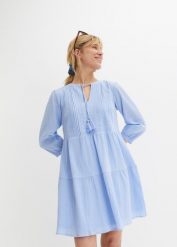 Sukienka plażowa z koronką. Niebieskie sukienki bonprix, na plażę, bez wzorów, z koronki, bez kołnierzyka, bez ramiączek. Za 189.99 zł.