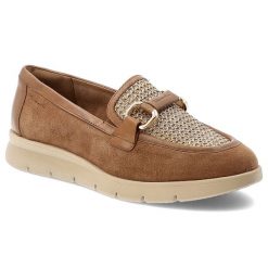 Brązowe Półbuty Tamaris Modne Obuwie Damskie Ze Skóry Naturalnej. Brązowe półbuty wsuwane Tamaris, z aplikacjami, ze skóry, eleganckie, bez obcasa. Za 323.99 zł.