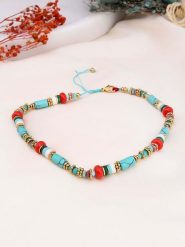 Charlize Pozłacany naszyjnik z turkusami i agatami - dł. 45 cm rozmiar: onesize. Czerwone naszyjniki Charlize, z materiału, z agatem, pozłacane. Za 109.26 zł.